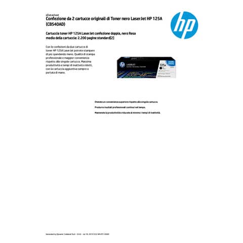 Toner 125A HP nero  Conf. 2 - CB540AD